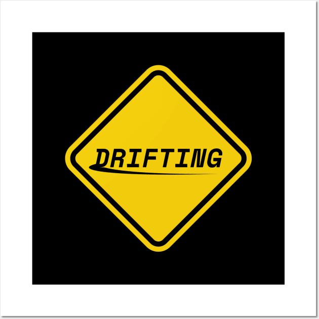 Drifting Yellow Warning Traffic Sign Wall Art by Adrian's Outline